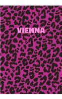 Vienna: Personalized Pink Leopard Print Notebook (Animal Skin Pattern). College Ruled (Lined) Journal for Notes, Diary, Journaling. Wild Cat Theme Design wi
