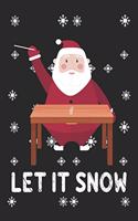 Let It Snow Notebook, Blank Lined Journal 6x9" 110 pages / Cocaine Santa Christmas Comic present, Santa Claus gifts, cocaine on table