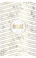 Bullet Journal: Marble + Gold Bullet Journal - 120-Page 1/4 Inch Dot Grid Notebook - 6 X 9 Marble & Gold Perfect Bound Softcover