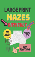 Mazes Difficult - Large Print - volume 3/5
