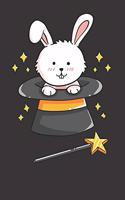 Magician Notebook: Bunny Rabbit Magic Hat Wand Magician Wizard Witcher Gift 6x9 Dot Grid Dotted 120 Pages for School College