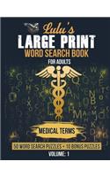 Lulu's Large Print Word Search Book for Adults - Medical Terms