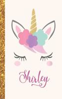 Shirley: Shirley Unicorn Personalized Black Paper SketchBook for Girls and Kids to Drawing and Sketching Doodle Taking Note Marble Size 8.5 x 11