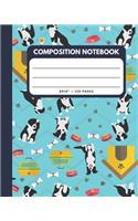 Composition Notebook: Dogs - Blue Cover 8x10" 120 Pages Wide Ruled Paper, Inspirational Journal & Doodle Diary, School Book Supplies