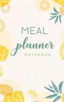Meal Planner Notebook: 52 Week Food Planner Notebook / Diary / Log for Meal Planning with Grocery Shopping List - Pineapple Frame Background