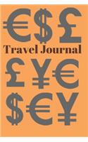 Travel Journal (Diary, Notebook): Orange Fall Inspired Foreign Currency Themed Travel Journal, Notebook and Diary. 6"x9" 120 Lined Pages.