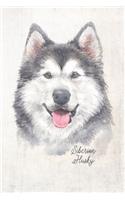 Siberian Husky Dog Portrait Notebook: Blank Lined Journal for Dog Lovers, Dog Mom, Dog Dad and Pet Owners - 6x9 with College Ruled Pages(63 Watercolor Dog Journals)