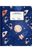 Graph Paper Composition Notebook: Quad Ruled 4 Squares Per Inch Sheets, Math and Science Grid Note Book for Elementary Students, Space Rockets
