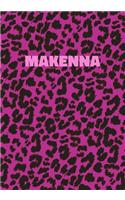 Makenna: Personalized Pink Leopard Print Notebook (Animal Skin Pattern). College Ruled (Lined) Journal for Notes, Diary, Journaling. Wild Cat Theme Design wi