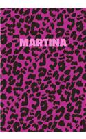 Martina: Personalized Pink Leopard Print Notebook (Animal Skin Pattern). College Ruled (Lined) Journal for Notes, Diary, Journaling. Wild Cat Theme Design wi