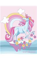 Notebook: Cute unnicorn on pink cover and Dot Graph Line Sketch pages, Extra large (8.5 x 11) inches, 110 pages, White paper, Sketch, Draw and Paint