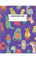 Composition Book: Monster Composition Book, Journal For Kids, 120 Pages, Wide Ruled Book, 8.5" x 11", Monsters On Cover