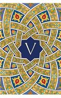 Monogram V Notebook: Blank Journal Diary Memoir Log Logue