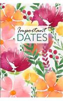 Important Dates: Birthday and Anniversary Reminder Book Floral Cover.