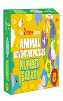 Animal Adventure Puzzles Number Safari: Ten 2-Pieces Jigsaw for Kids Learn and Play | Brain Games | Mind Teaser | Puzzle Set; 3+ Ages