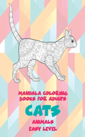 Mandala Coloring Books for Adults Easy Level - Animals - Cats