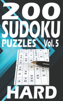 200 Sudoku Puzzles Hard: Sudoku Puzzles Hard For Teen and Adults. Large print 8.5 X 11. Gift for Sudoku Lovers. Volume 5