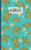 Notebook: Cute Turtle & Starfish Cartoon - Lined Notebook, Diary, Track, Log & Journal - Gift Idea for Kids, Teens, Men, Women (8"x10" 120 Pages)