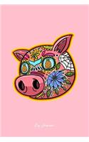 Pig Journal: Lined Journal - Pig Pineapple Eyes Sugar Skull Vintage Day of the Dead Gift - Pink Ruled Diary, Prayer, Gratitude, Writing, Travel, Notebook For Men