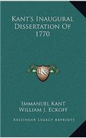 Kant's Inaugural Dissertation Of 1770