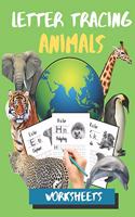 Letter Tracing Animals Worksheets