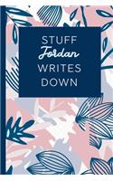 Stuff Jordan Writes Down: Personalized Journal / Notebook (6 x 9 inch) STUNNING Navy Blue and Mauve Blush Pink Pattern