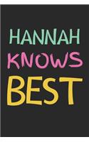 Hannah Knows Best: Lined Journal, 120 Pages, 6 x 9, Hannah Personalized Name Notebook Gift Idea, Black Matte Finish (Hannah Knows Best Journal)