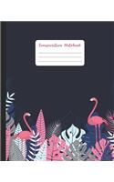 Composition Notebook: Wide Ruled Lined Notebook For Students 7.5 x 9.25" 110 pages: Flamingo