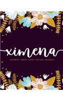Ximena: Notebook - Libreta - Cahier - Taccuino - Notizbuch: 110 pages paginas seiten pagine: Modern Florals First Name Notebook in Light Pink, Baby Blue & M