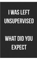 I Was Left Unsupervised What Did You Expect: Funny Blank Lined Journal For Adults