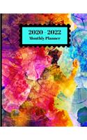 2020-2022 Monthly Planner: Colorful Watercolor Art Design Cover 2 Year Planner Appointment Calendar Organizer And Journal Notebook