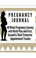 Pregnancy Journal: 40 Week Pregnancy Journey with Birth Plan First Second and Third Trimester Appointment Tracker Baby Shower Memories - Great Pregnancy Gift