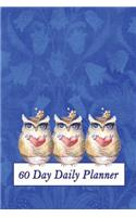 60 Day Daily Planner: 6X9, Plan Organize and Track Your To Do Lists, Notes, Meals, Birthdays, Events, Meetings, Blue; Owls With Hearts, Vol. 8