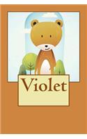 Violet: Bear Personalized Name 100 Lined Journal Pages - Diary - 6"x 9" Large Composition Note Book Gloss Finish Paperback