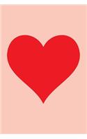 Blank Notebook - 100 Pages - Red Heart on Pink: Unlined / Unruled Cream Paper; Page Numbers; Blank Table of Contents; 6 X 9; 15.2 CM X 22.9 CM