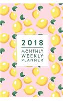2018 Monthly Weekly Planner: Pink Lemons, 6"x9", January 2018 - December 2018