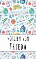 Notizen von Frieda: Liniertes Notizbuch für deinen personalisierten Vornamen