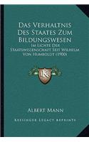 Verhaltnis Des Staates Zum Bildungswesen