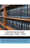 Announcement Volume 1920 - 1921