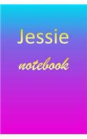 Jessie: Blank Notebook - Wide Ruled Lined Paper Notepad - Writing Pad Practice Journal - Custom Personalized First Name Initial J Blue Purple Gold - Taking 