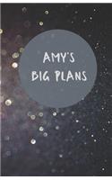 Amy's Big Plans - Notebook/Journal/Diary - Personalised Girl/Women's Gift - Birthday/Party Bag Filler - 100 lined pages (Dark glitter)