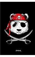 Notebook: 6x9 Squared Pirate Panda With Eye Patch Bandana Crossed Scimitars Panda Bear Lover Gift For First Day Of School Son Boys