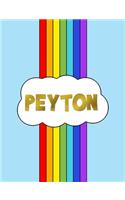 Peyton: Rainbow Cloud Personalized Name Composition Notebook - Cute Blue Red & Purple Wide Ruled Blank Lined Exercise Book & Journal for Students - Christma