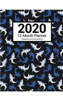 2020 12-Month Planner Weekly and Monthly: Shark Pattern With Goals