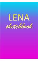 Lena: Sketchbook - Blank Imaginative Sketch Book Paper - Pink Blue Gold Custom Letter L Personalized Cover - Teach & Practice Drawing for Experienced & As