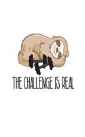 The Challenge Is Real: Funny Sloth Fitness Training Gift Notebook