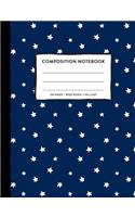 Composition Notebook Wide Ruled: Navy Blue Tiny Stars Twinkle Print SOFT Cover Copy Book Cute Marble Kids Boys Back To School Supplies, Elementary Student Teacher Lined Journal Note