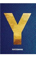 Y Notebook: Letter 'y' Notebook, Composition, Exercise or Log Study Book - Blue Cover(25 Gold Letters 7" X 10" Blue Notebook)