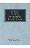 Address of Hon. Philander Chase Knox: (English)