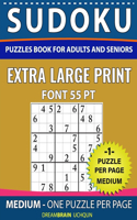 Sudoku puzzles book for Adults and Seniors Medium: Brain Exercise: One Puzzle Per Page - Medium - Extra Large Print book for Adults and Seniors